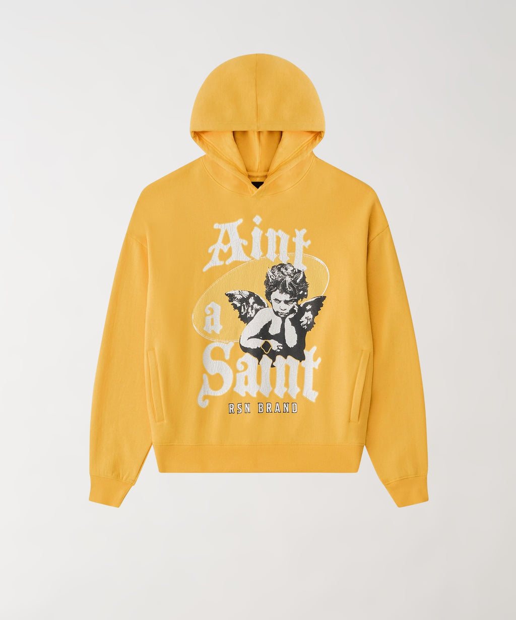 Ain't A Saint Graphic Long Sleeve Hoodie - Khaki
