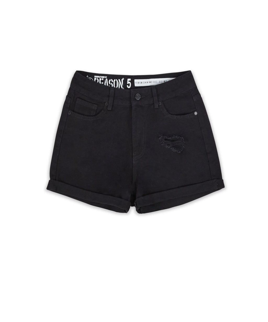 After Hours Women's Distressed Denim Shorts - Black