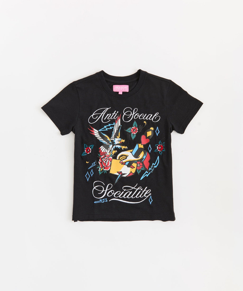 Anti Social Socialite Women's Graphic Cropped Short Sleeve Tee - Black
